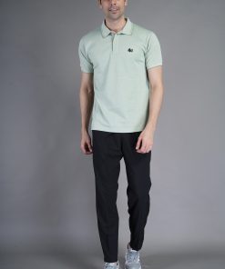 Men’s Printed Light Green Collar Half Sleeves Sports T-Shirt