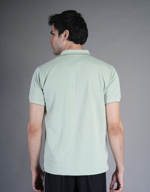 Men’s Printed Light Green Collar Half Sleeves Sports T-Shirt - Image 4