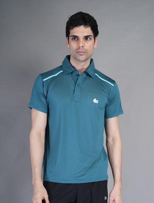 Men’s Striped T-Shirt with Collar Neck | Regular Fit, Half Sleeve, Silicone Wash - Image 2