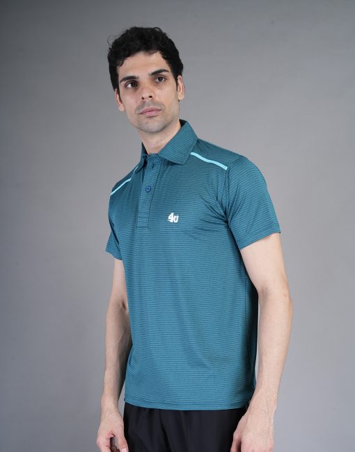 Men’s Striped T-Shirt with Collar Neck | Regular Fit, Half Sleeve, Silicone Wash - Image 3