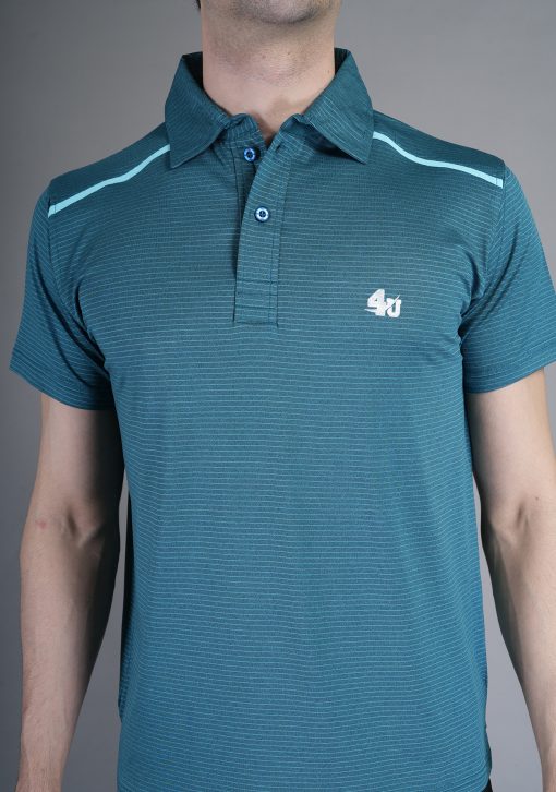 Men’s Striped T-Shirt with Collar Neck | Regular Fit, Half Sleeve, Silicone Wash - Image 4