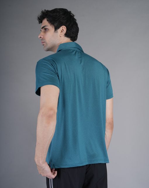 Men’s Striped T-Shirt with Collar Neck | Regular Fit, Half Sleeve, Silicone Wash - Image 5