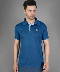 Men’s Solid Blue Round Neck Half Sleeves Sports T-Shirt