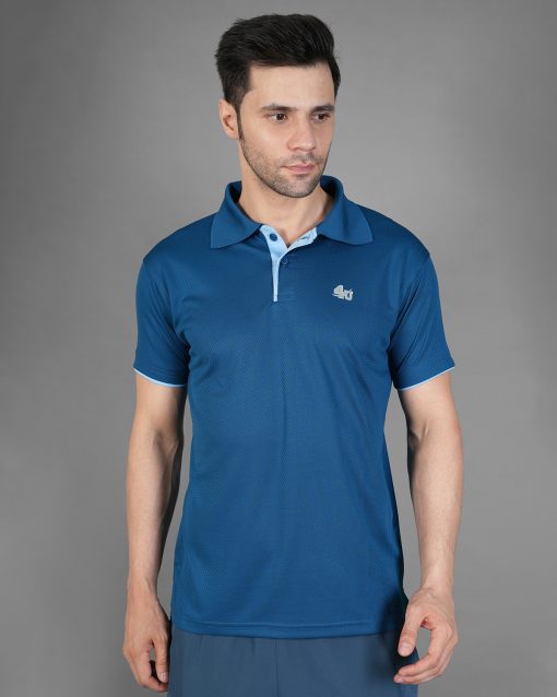 Men’s Solid Blue Round Neck Half Sleeves Sports T-Shirt