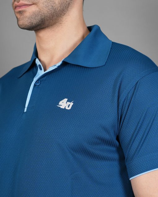 Men’s Solid Blue Round Neck Half Sleeves Sports T-Shirt - Image 6