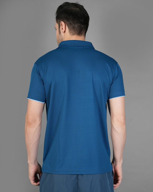 Men’s Solid Blue Round Neck Half Sleeves Sports T-Shirt - Image 7